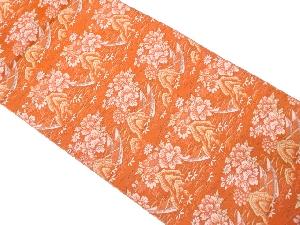 アンティーク　流水に舟・草花模様織り出し名古屋帯（着用可）